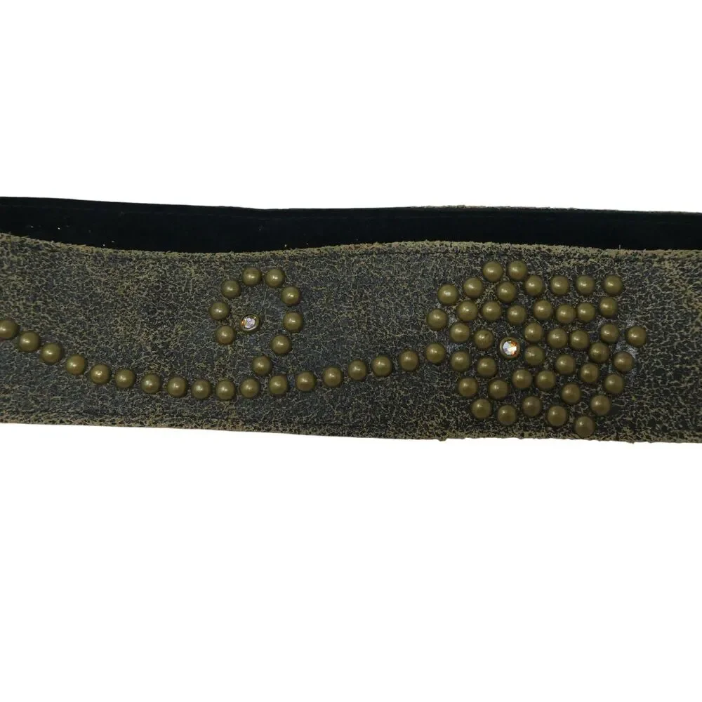 Raina Design Brown Leather Brass Studded Boho Festival Belt